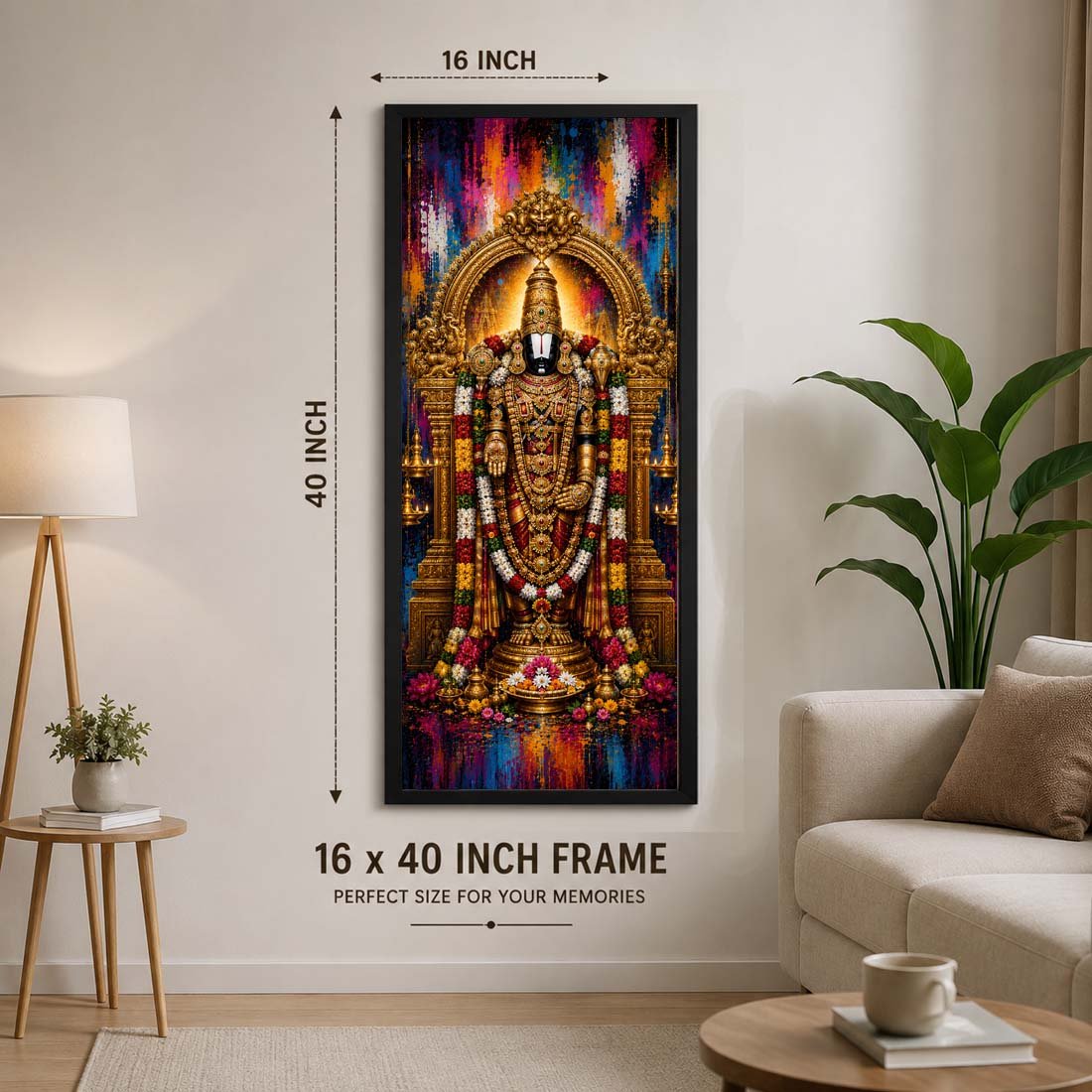 16 × 40 Inch Lord Venkateswara (Balaji) Wall Frame