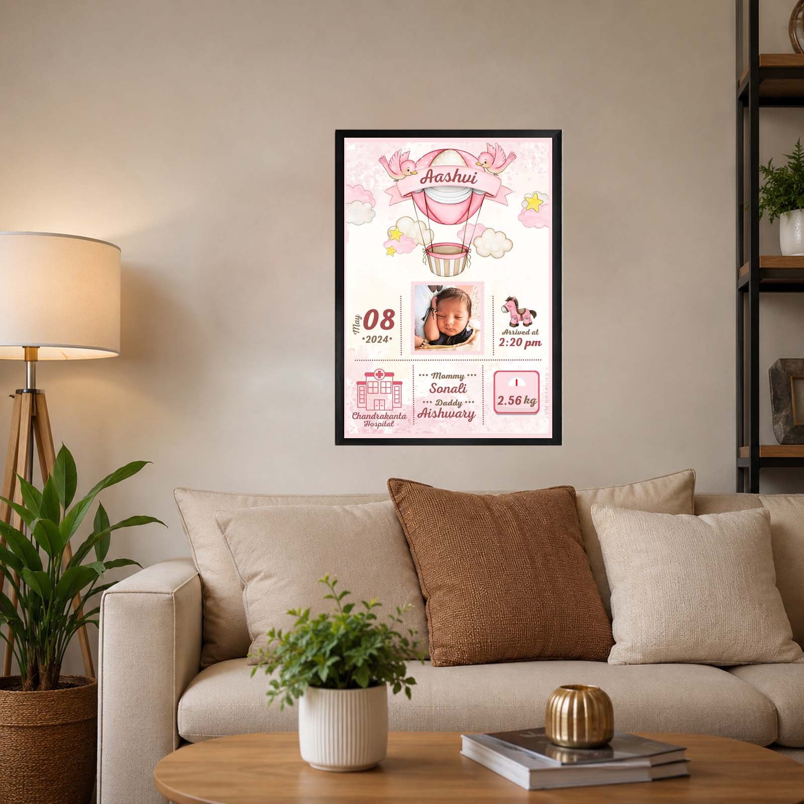 Baby Birth Details Photo Collage Frame