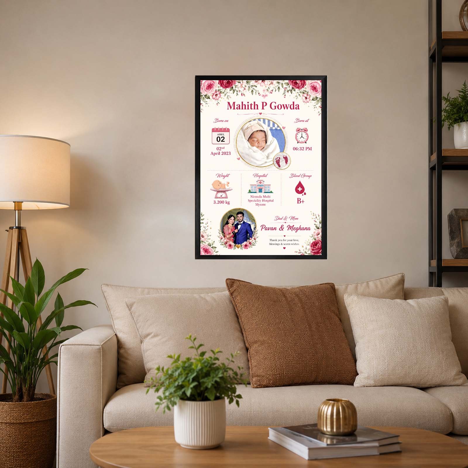 Personalized Baby Birth Announcement Frame